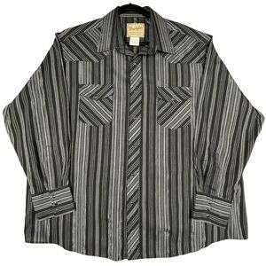 Wrangler Black Pearl Snap Striped Western Rodeo Cowboy Stylish Shirt - Sz 2XL